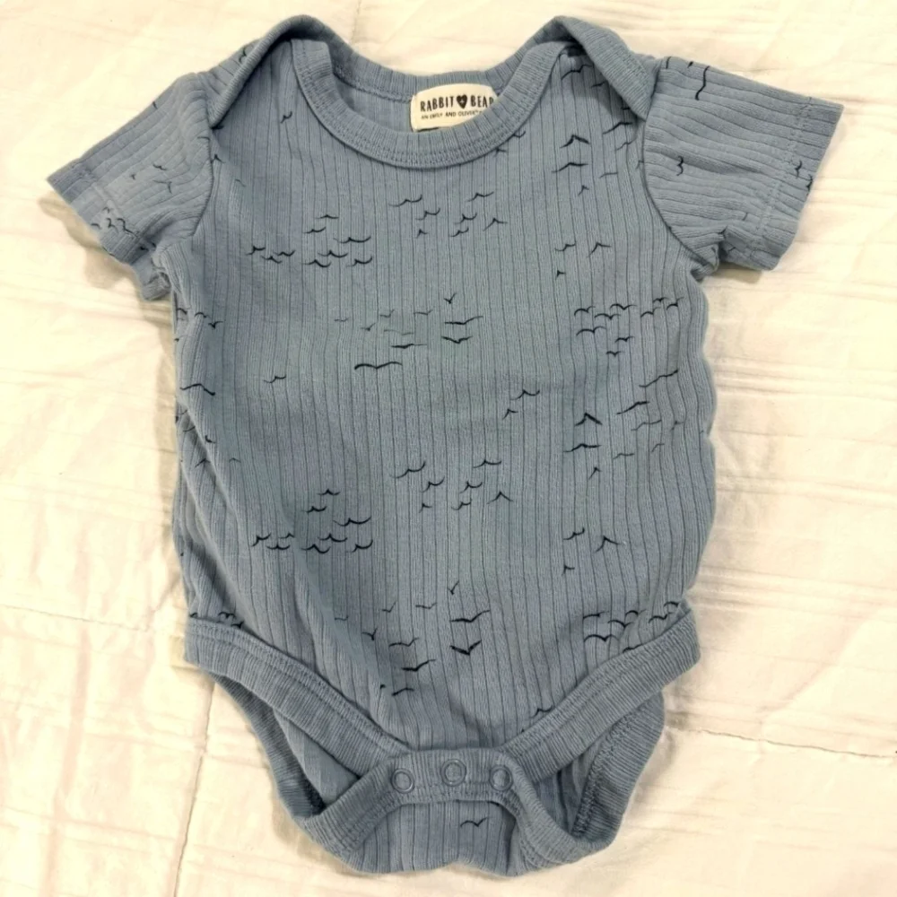 Rabbit + Bear Blue Onesie 0-3 months